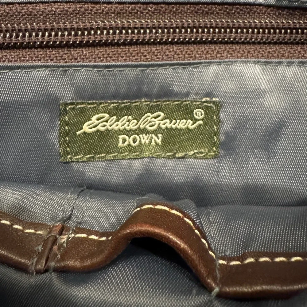 Eddie Bauer Down Guide Bag Dark Smoke Gray Quilted Puffer Crossbody 1137 NEW